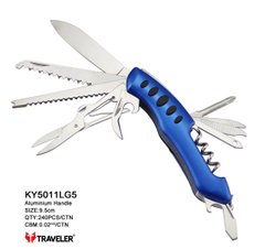 Складной туристический нож Traveler 12в1, 9.5см (240шт/ящ) 5011LG5 blue 5011LG5 blue фото