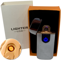 Сенсорная USB Зажигалка ⚡️ (спираль накаливания) USB LIGHTER HL-520 Silver HL-520-Silver фото