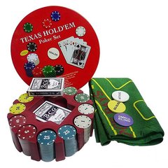 Покерний набір на 240 фішок з номіналом в круглій металевій упаковці №240T 240T фото