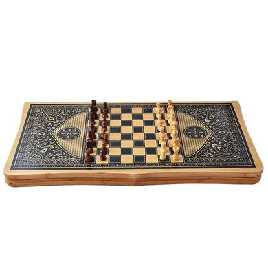 Ігровий набір 3в1 нарди і шахи та шашки (62х62 см) В6535 В6535 фото