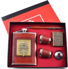 Подарочный набор Виски 6в1 фляга, рюмки, лейка, зажигалка, ручка TZ-1 Коричневый TZ-1-Коричневый фото