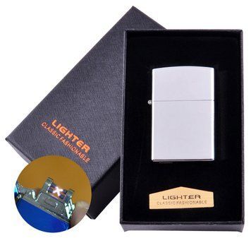 Электроимпульсная зажигалка в подарочной коробке LIGHTER (USB) HL-136 Silver HL-136-Silver фото