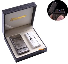 USB зажигалка в подарочной кожаной коробке "EAGLE" (Электроимпульсная - две перекрещенные молнии) №4842-2 №4842-2 фото