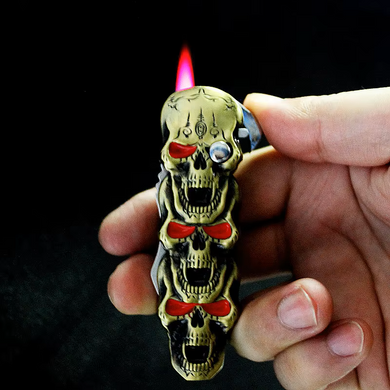 Запальничка газова з ножем 🔪 Черепа 💀💀💀 (Турбо полум'я 🚀) D574 D574 фото