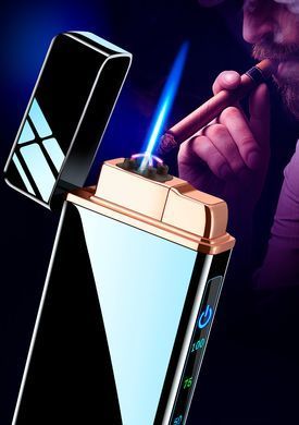 Дуговая электроимпульсная USB - Газовая зажигалка 2в1 ⚡️🚀 (индикатор заряда🔋, фонарик🔦) HL-419 Black HL-419-Black фото