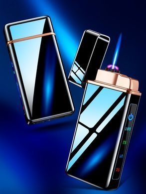 Дуговая электроимпульсная USB - Газовая зажигалка 2в1 ⚡️🚀 (индикатор заряда🔋, фонарик🔦) HL-419 Black HL-419-Black фото