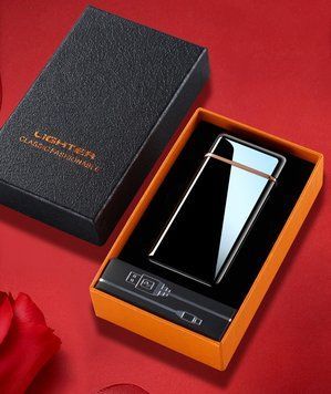 Дуговая электроимпульсная USB - Газовая зажигалка 2в1 ⚡️🚀 (индикатор заряда🔋, фонарик🔦) HL-419 Black HL-419-Black фото