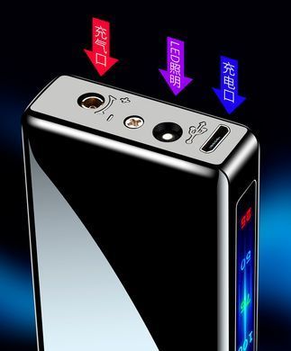 Дуговая электроимпульсная USB - Газовая зажигалка 2в1 ⚡️🚀 (индикатор заряда🔋, фонарик🔦) HL-419 Black HL-419-Black фото