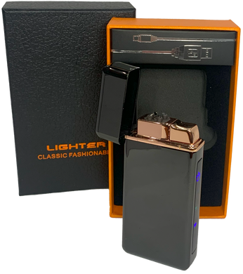 Дуговая электроимпульсная USB - Газовая зажигалка 2в1 ⚡️🚀 (индикатор заряда🔋, фонарик🔦) HL-419 Black HL-419-Black фото
