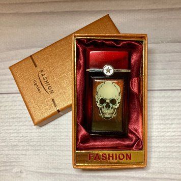 Зажигалка в подарочной коробке Череп (Турбо пламя, мигающая, музыкальная) FASHION №1747-1 1747-1 фото