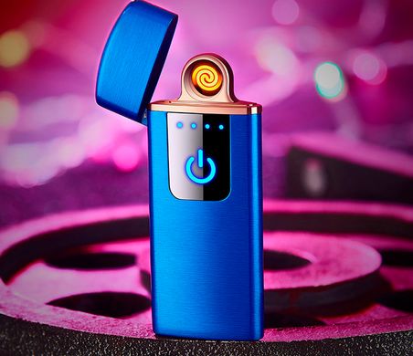 Сенсорна USB запальничка ⚡️ в подарунковій коробці 🎁 LIGHTER (Спіраль розжарювання) HL-132 Blue HL-132-Blue фото