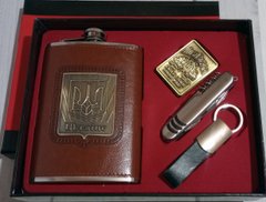 Подарочный набор 4в1 фляга, зажигалка, брелок, нож "Украина" D453 D453 фото