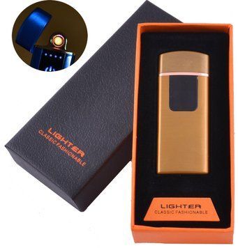 Сенсорная USB зажигалка ⚡️ в подарочной коробке 🎁 LIGHTER (Спираль накаливания) HL-132 Gold HL-132-Gold фото