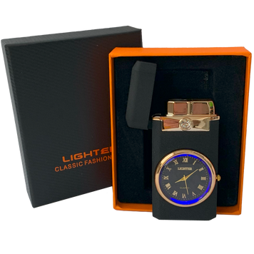 Зажигалка часы с LED подсветкой и турбо пламенем 🚀🕑 HL-621 Black matte HL-621 Black matte фото