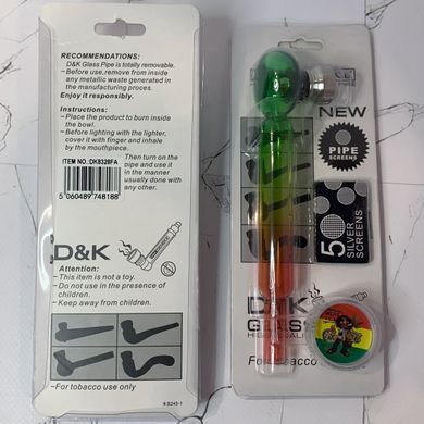 Набір для куріння D&K DK8328FA &mdash; скляна трубка 140 мм, гриндер, сітки, блістер DK8328FA фото