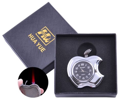 Зажигалка подарочная с часами Apple (Турбо пламя) №3919 Silver 708006118 фото