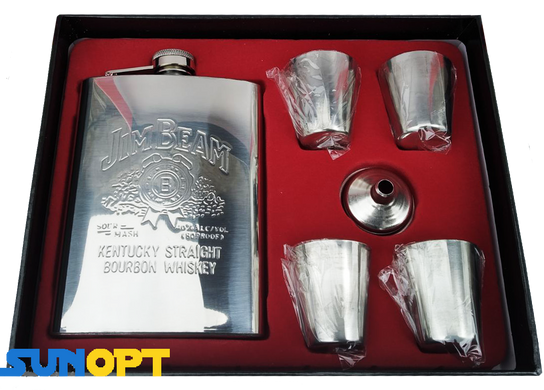Подарунковий набір 6х1с флягою, чарками та лійкою Jim Beam GT-155 GT-155-Jim-Beam фото