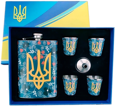 Подарунковий набір MOONGRASS 6в1 з флягою, чарками, лійкою UKRAINE 🇺🇦 WKL-008 WKL-008 фото