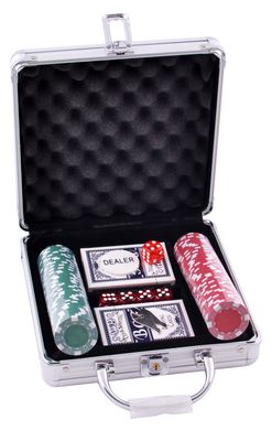 🎲 Покерний набір на 100 фішок без номіналу в металевому кейсі №100 100 фото