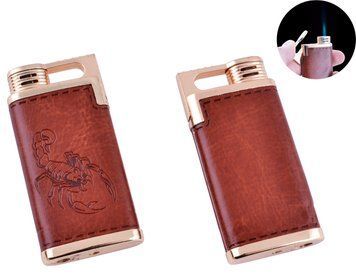 Запальничка кишенькова Скорпіон (Гостре полум'я, шкіра) №4918-3 №4918-3 фото