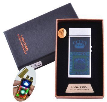 Зажигалка в подарочной коробке Casino (Двойная молния) HL-53 Silver HL-53-Silver фото