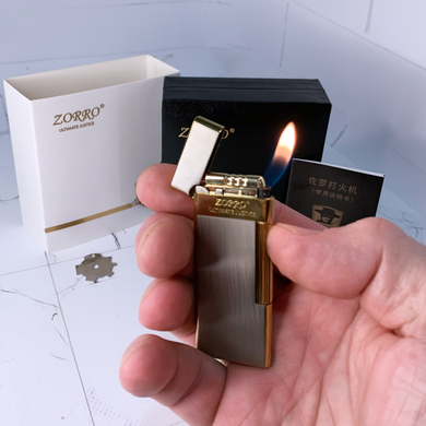 🔹 Газова запальничка ZORRO (подарункова упаковка, slim дизайн) HL-858 Golden HL-858 Golden фото