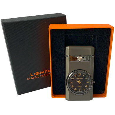 Зажигалка часы с LED подсветкой и турбо пламенем 🚀🕑 HL-621 Black  HL-621 Black фото