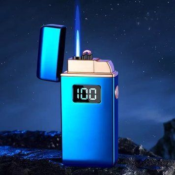 Зажигалка с двойной системой розжига (⚡электродуга и струйное голубое пламя 🚀) HL-610 Blue HL-610-Blue фото