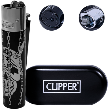 Металева запальничка Clipper Metal &laquo;Chrome Skull & Chains&raquo; у подарунковому футлярі K-32 K-32 фото