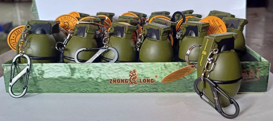 Зажигалка граната брелок "Zhong Long" 6см (Острое пламя🚀) HL-385 HL-385 фото