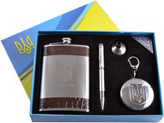 Подарунковий набір з Українською символікою "Moongrass" 5в1 Фляга, Ручка, Чарка, Лійка, Склянка AL-004
