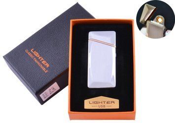 USB зажигалка в подарочной упаковке (Спираль накаливания) HL-25 Silver HL-25 Silver фото