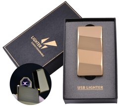 Електроімпульсна запальничка в подарунковій упаковці Lighter (Подвійна блискавка, USB) №HL-5 Gold