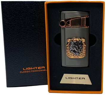 Газова запальничка "Тигри" (Турбо полум'я 🚀, подарункова коробка 🎁) Jiebao Lighter HL-503 Black HL-503-Black фото