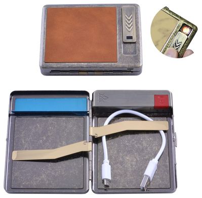 Портсигар подарунковий з USB запальничкою (Спіраль розжарювання, 20 сигарет) HL-8001-2 HL-8001-2 фото