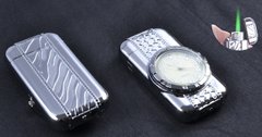 Запальничка кишенькова з годинником Сердечко (Турбо полум'я) №XT-3922 Silver 627504738 фото