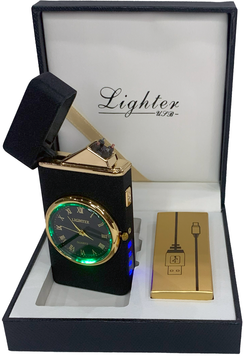 Дуговая электроимпульсная зажигалка с часами и фонариком⚡️🔦⏱ LIGHTER HL-466 Black mate HL-466-Black-mate фото