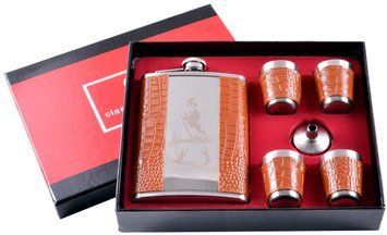 Подарочный набор 6в1 "Johnnie Walker" Фляга, 4 рюмки, лейка GT-177 Коричневый GT-177-Коричневый фото