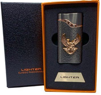 Газова запальничка "Орли 🦅" (Турбо полум'я 🚀, подарункова коробка 🎁) Jiebao Lighter  HL-504 Black HL-504-Black фото