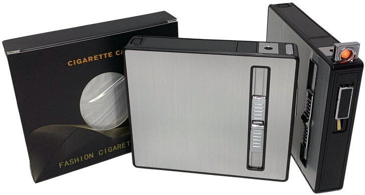 Портсигар на 20 сигарет с зажигалкой и электро прикуривателем⚡️(USB) HL-425 Silver HL-425-Silver фото