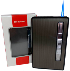 Портсигар на 20 тонких сигарет 🚬 з автоматичною подачею та запальничкою "DINGHAO" HL-534 Black HL-534 Black фото