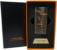 Газова запальничка "Зброя" (Турбо полум'я 🚀, подарункова коробка 🎁) Jiebao Lighter HL-505 Black HL-505-Black фото