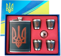 Подарунковий набір MOONGRASS 6в1 з флягою, чарками, лійкою UKRAINE 🇺🇦 WKL-015 WKL-015 фото