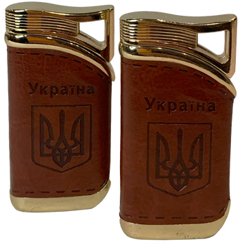 Зажигалка карманная обтянута кожей Украина 🇺🇦 (Турбо пламя) HL-322 HL-322 фото