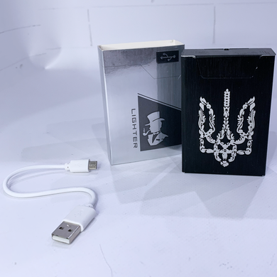 Портсигар на 20 сигарет с электро прикуривателем⚡️Тризуб (USB) HL-426 HL-426 Тризуб фото