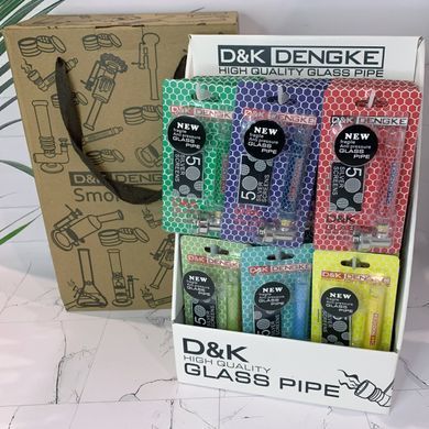 Стеклянная трубка для курения D&K DENGKE DK8821D 9.5 см + фильтры | Ассорти цветов DK8821D фото