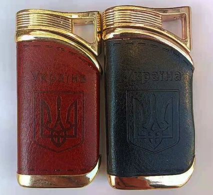 Зажигалка карманная обтянута кожей Украина 🇺🇦 (Турбо пламя) HL-322 HL-322 фото