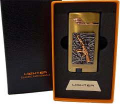 Газова запальничка "Зброя" (Турбо полум'я 🚀, подарункова коробка 🎁) Jiebao Lighter HL-508 Golden HL-508-Golden фото