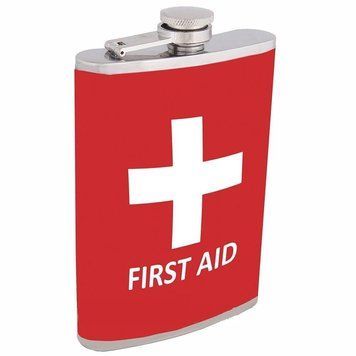 Фляга из нержавеюшей стали обтянута кожей 9oz FIRST AID (аптечка) D108 D108 фото