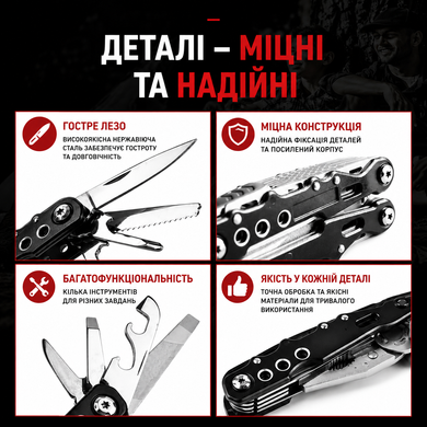 Мультитул туристический тактический 13 в 1 Traveler (с чехлом) MQ007-L2-8G Black MQ007-L2-8G Black фото